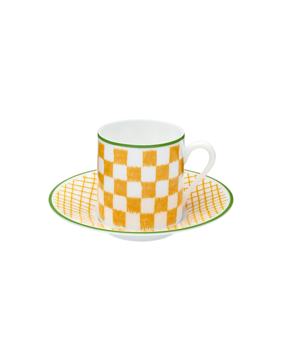 Hermès A walk in the Garden Yellow coffee cup and saucer — 9 cl, white background