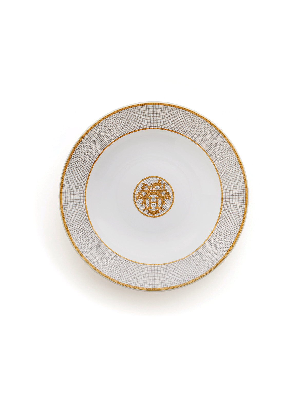 Hermès Mosaïque au 24 or Round deep platter — 29.5 cm, white background