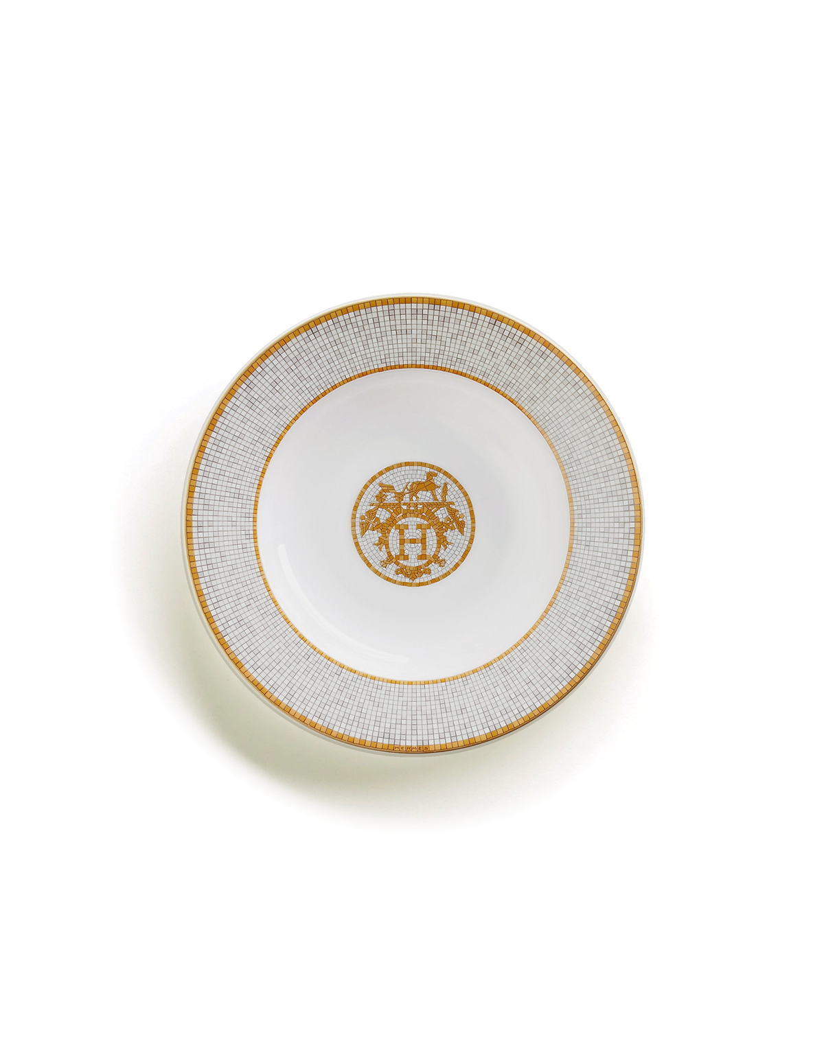 Hermès Mosaïque au 24 or Soup plate — 22 cm, white background