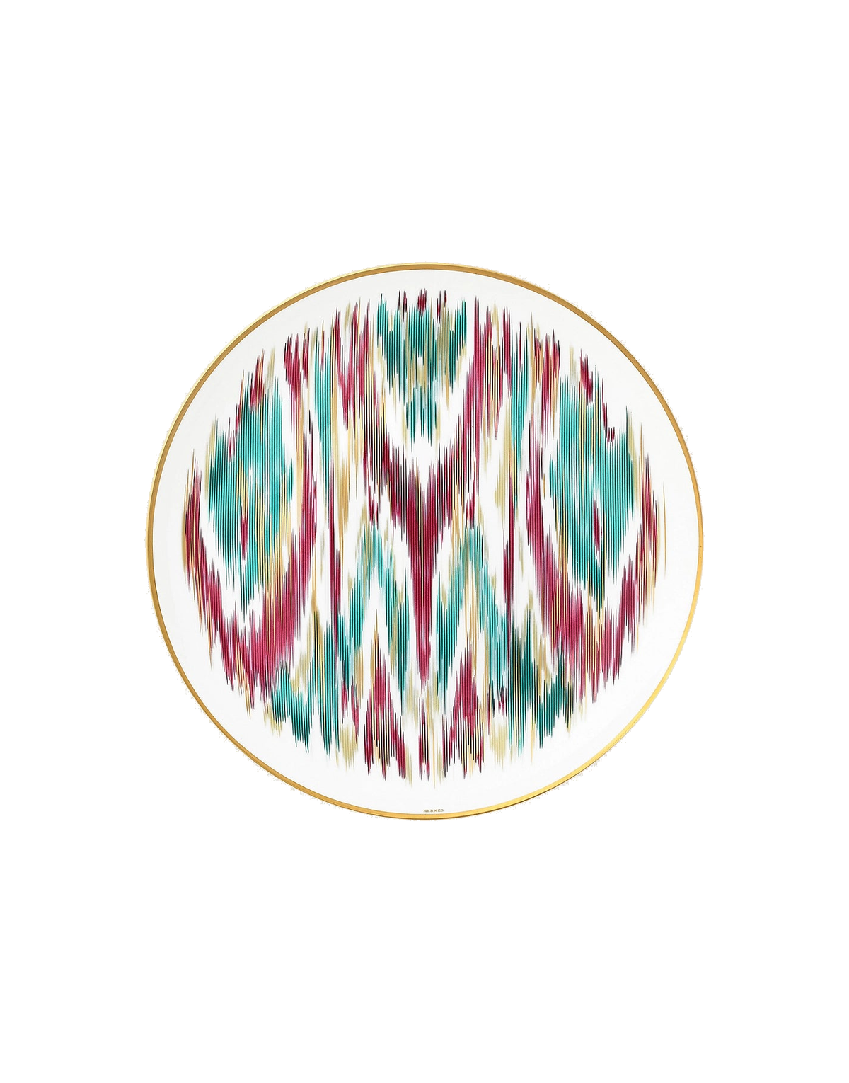 Hermès Voyage en Ikat Emerald Dessert Plate — 22.5 cm