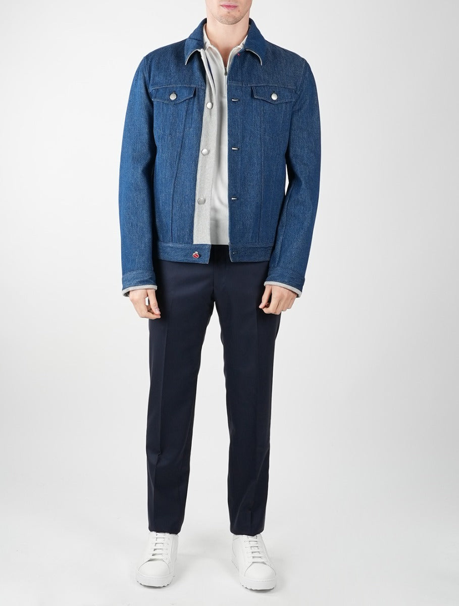 Kiton Light Blue Denim Cotton Coat - view 2