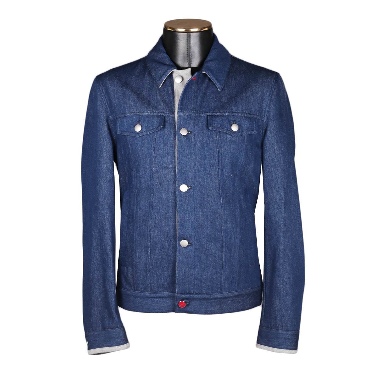 Kiton Light Blue Denim Cotton Coat