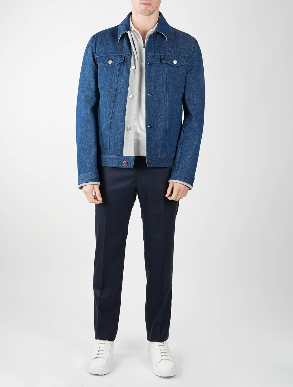 Kiton Light Blue Denim Cotton Coat - view 10