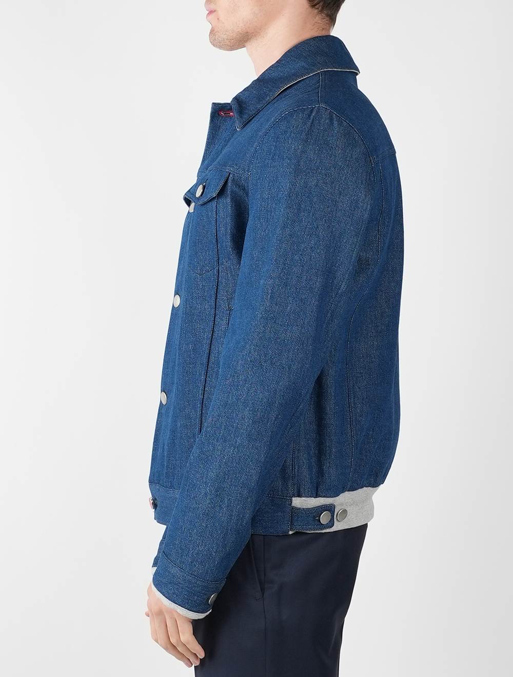 Kiton Light Blue Denim Cotton Coat - view 17