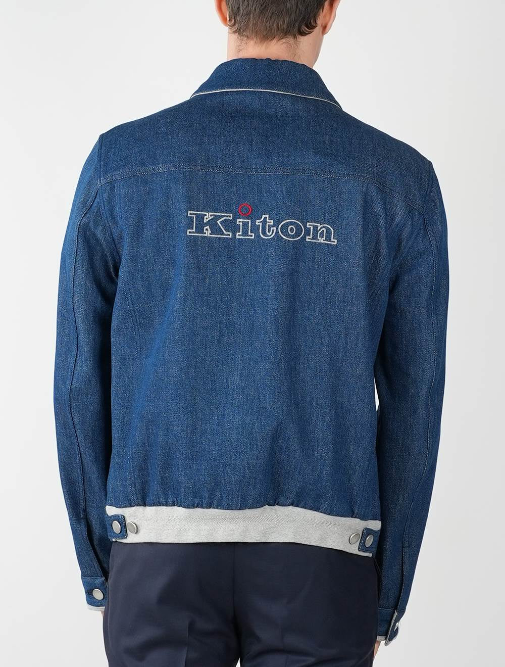 Kiton Light Blue Denim Cotton Coat - view 14