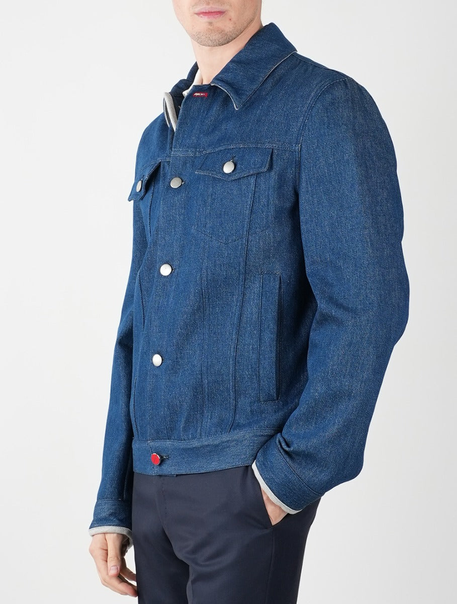 Kiton Light Blue Denim Cotton Coat - view 4
