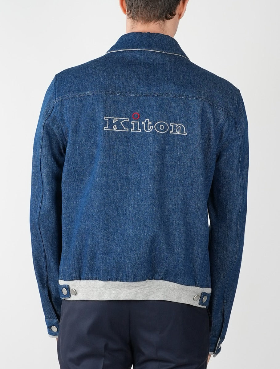 Kiton Light Blue Denim Cotton Coat - view 6