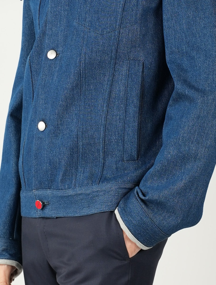 Kiton Light Blue Denim Cotton Coat - view 9