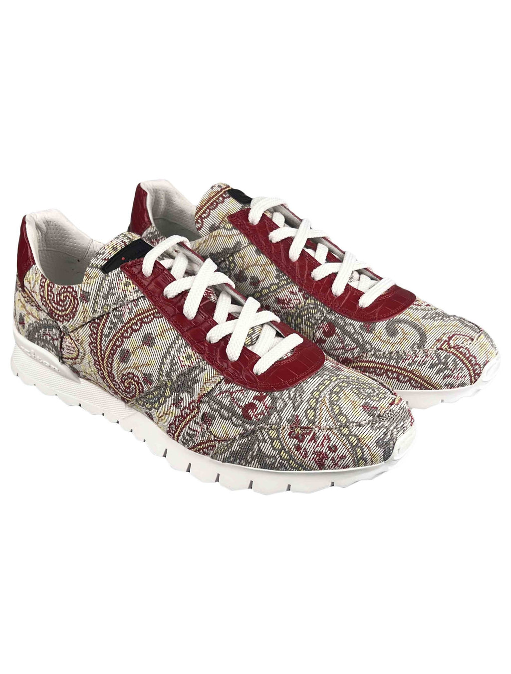 Kiton Multicolor Cotton Leather Crocodile Sneakers Limited Edition 1 of 1