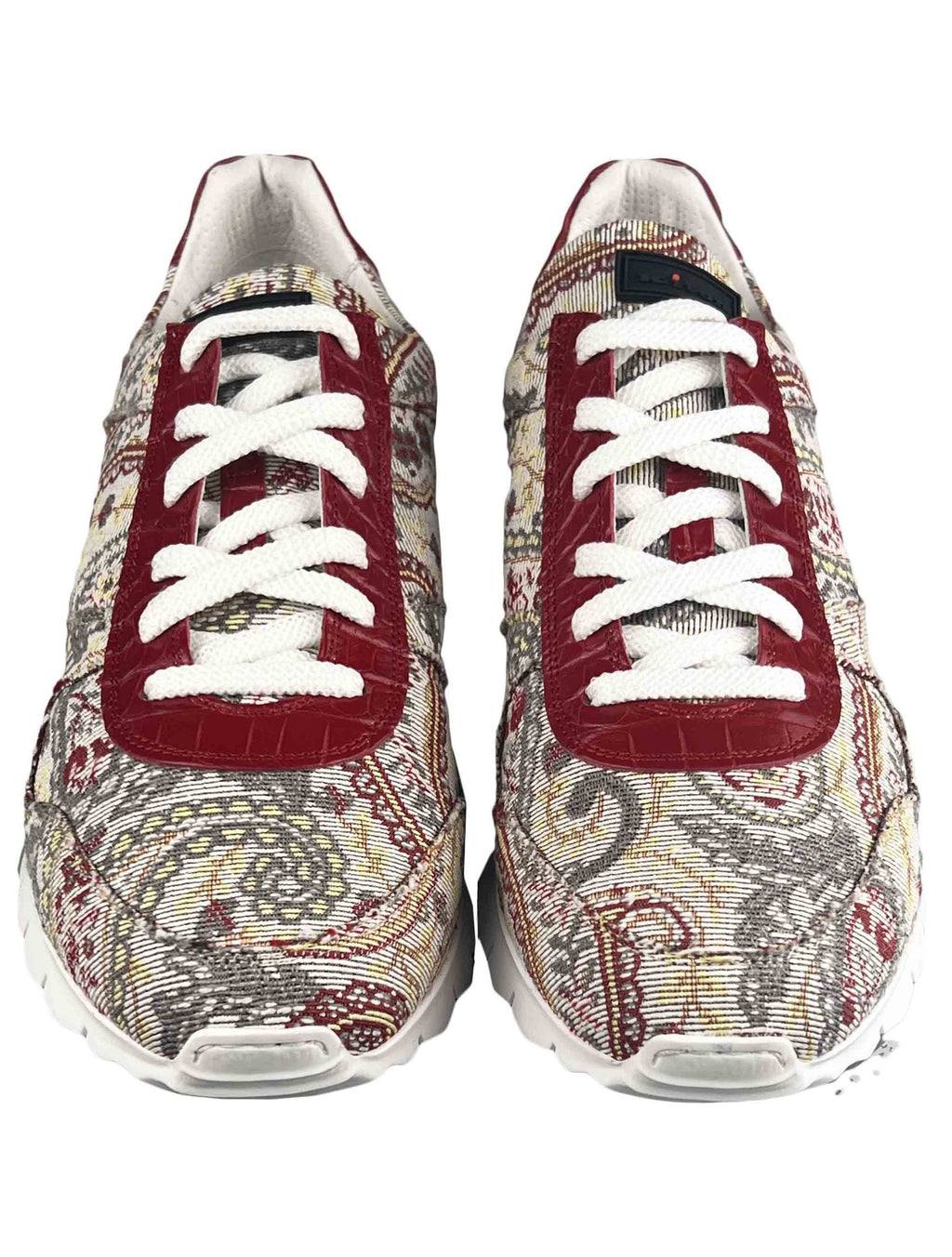 Kiton Multicolor Cotton Leather Crocodile Sneakers Limited Edition 1 of 1