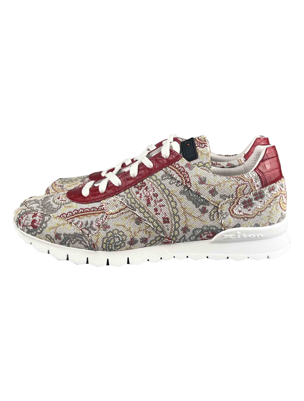 Kiton Multicolor Cotton Leather Crocodile Sneakers Limited Edition 1 of 1
