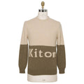 Kiton Beige Green Cashmere Crewneck Sweater