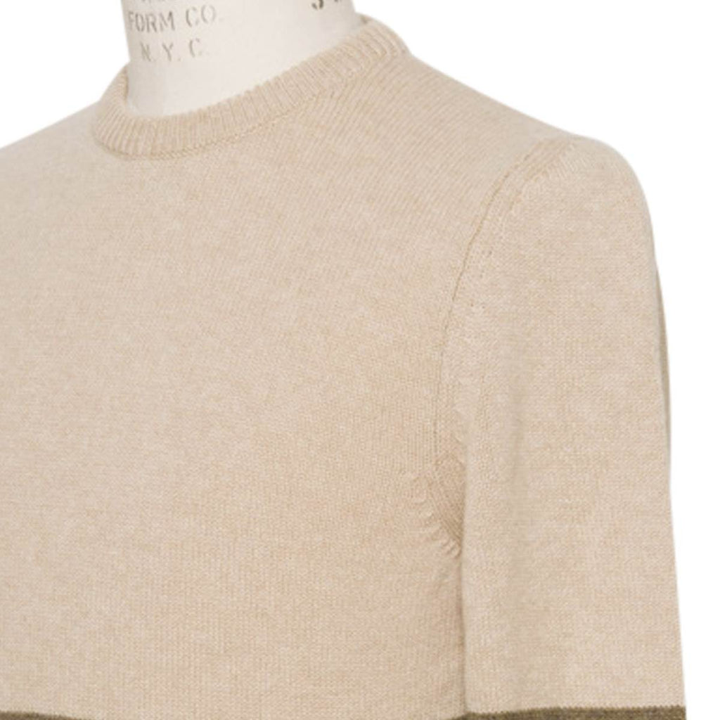 Kiton Beige Green Cashmere Crewneck Sweater — view 2