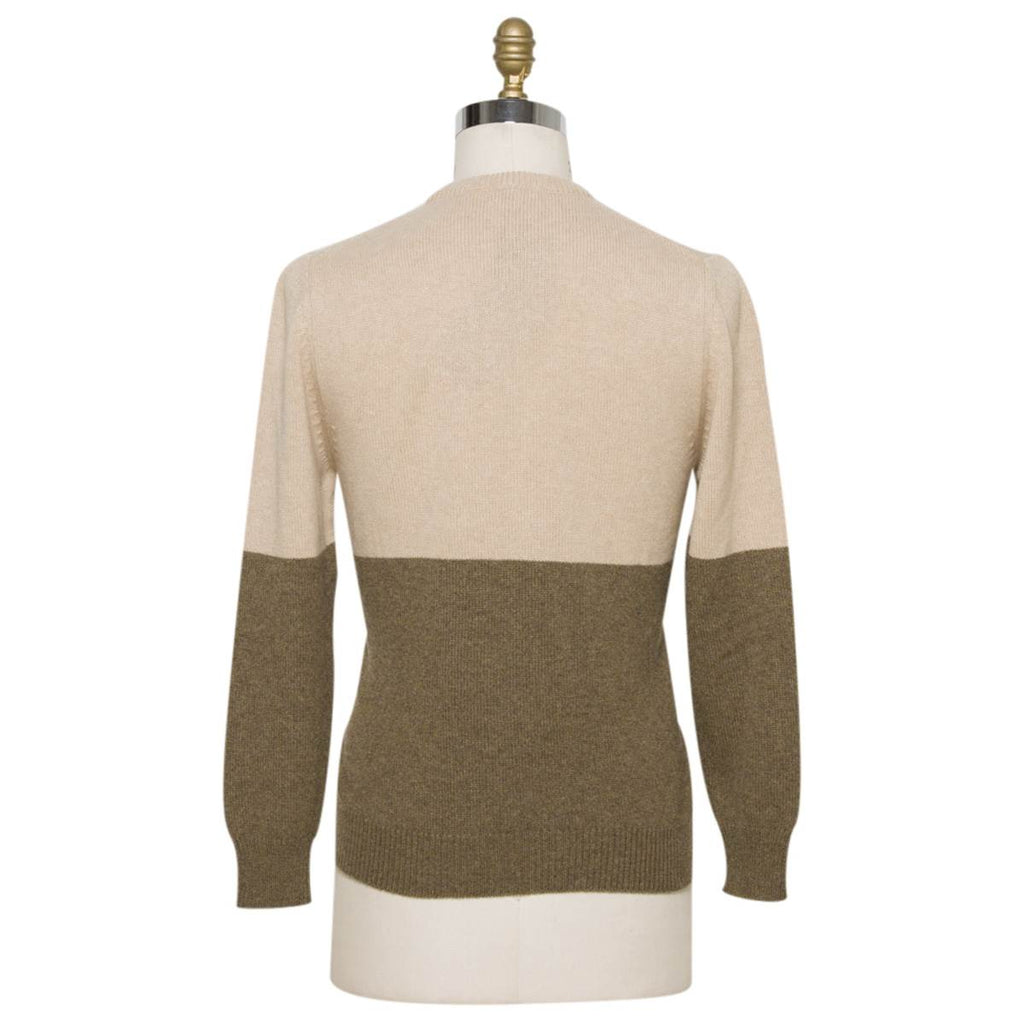 Kiton Beige Green Cashmere Crewneck Sweater — view 5