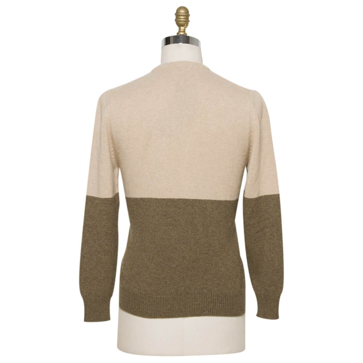 Kiton Beige Green Cashmere Crewneck Sweater — view 5