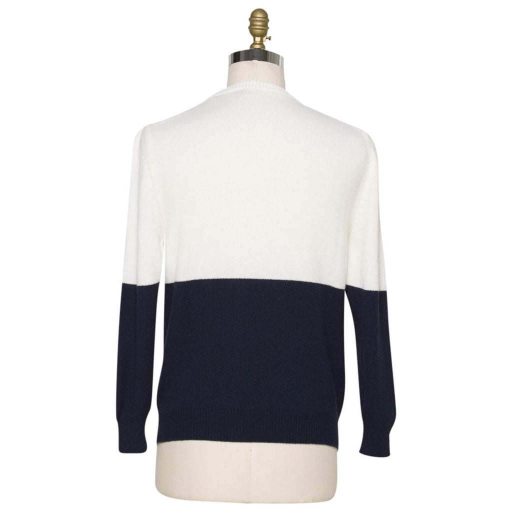 Kiton White Blue Cashmere Crewneck Sweater — view 5