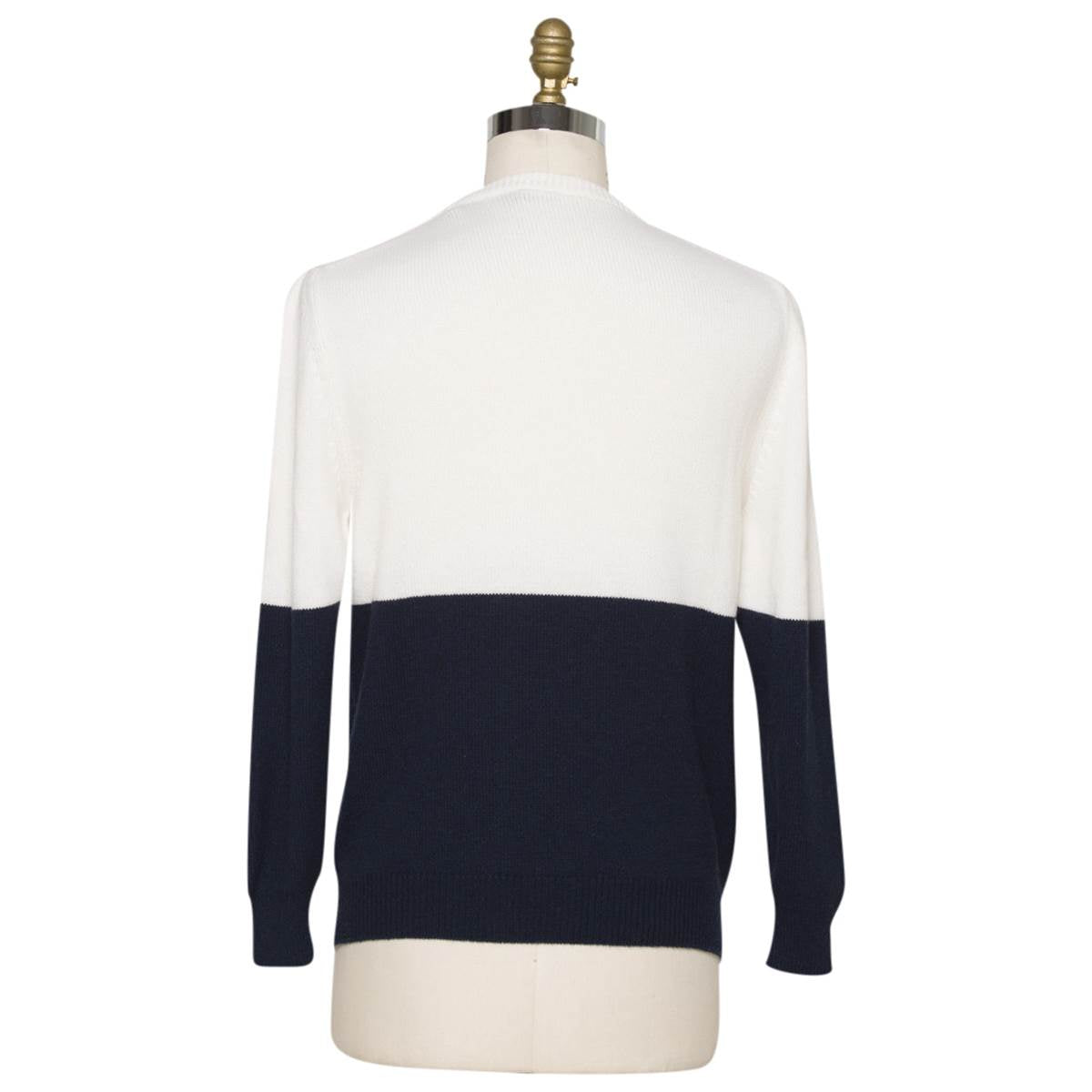 Kiton White Blue Cashmere Crewneck Sweater — view 5
