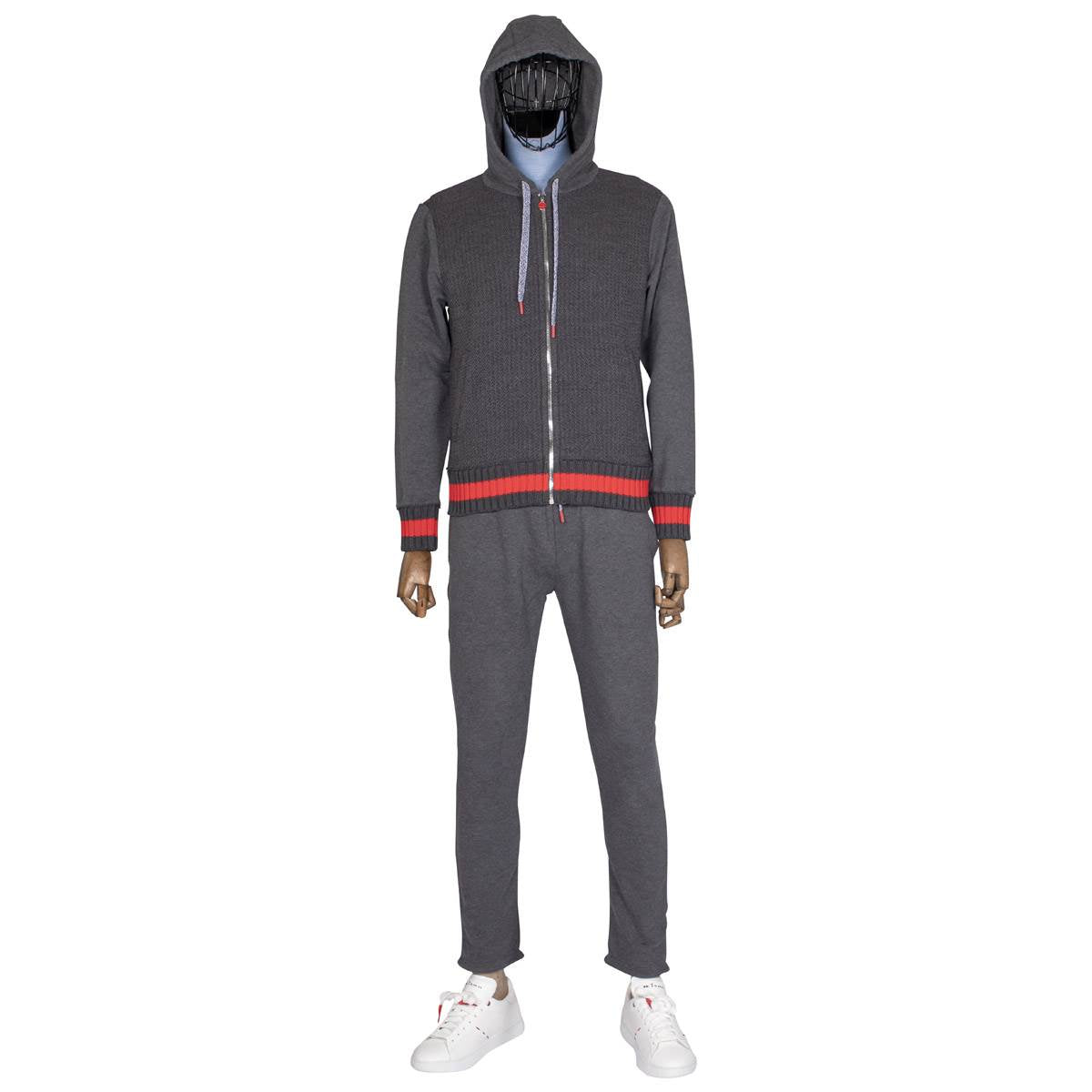 Kiton Gray Red Cotton Tracksuit - view 10