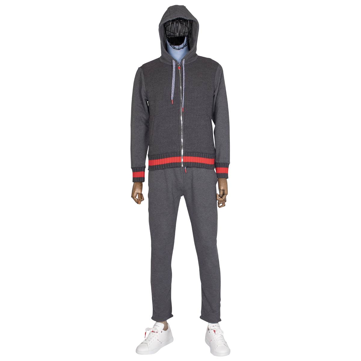 Kiton Gray Red Cotton Tracksuit