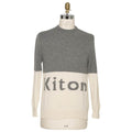 Kiton Gray White Cashmere Crewneck Sweater