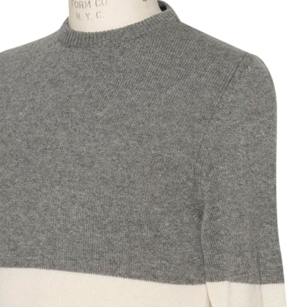 Kiton Gray White Cashmere Crewneck Sweater — view 2