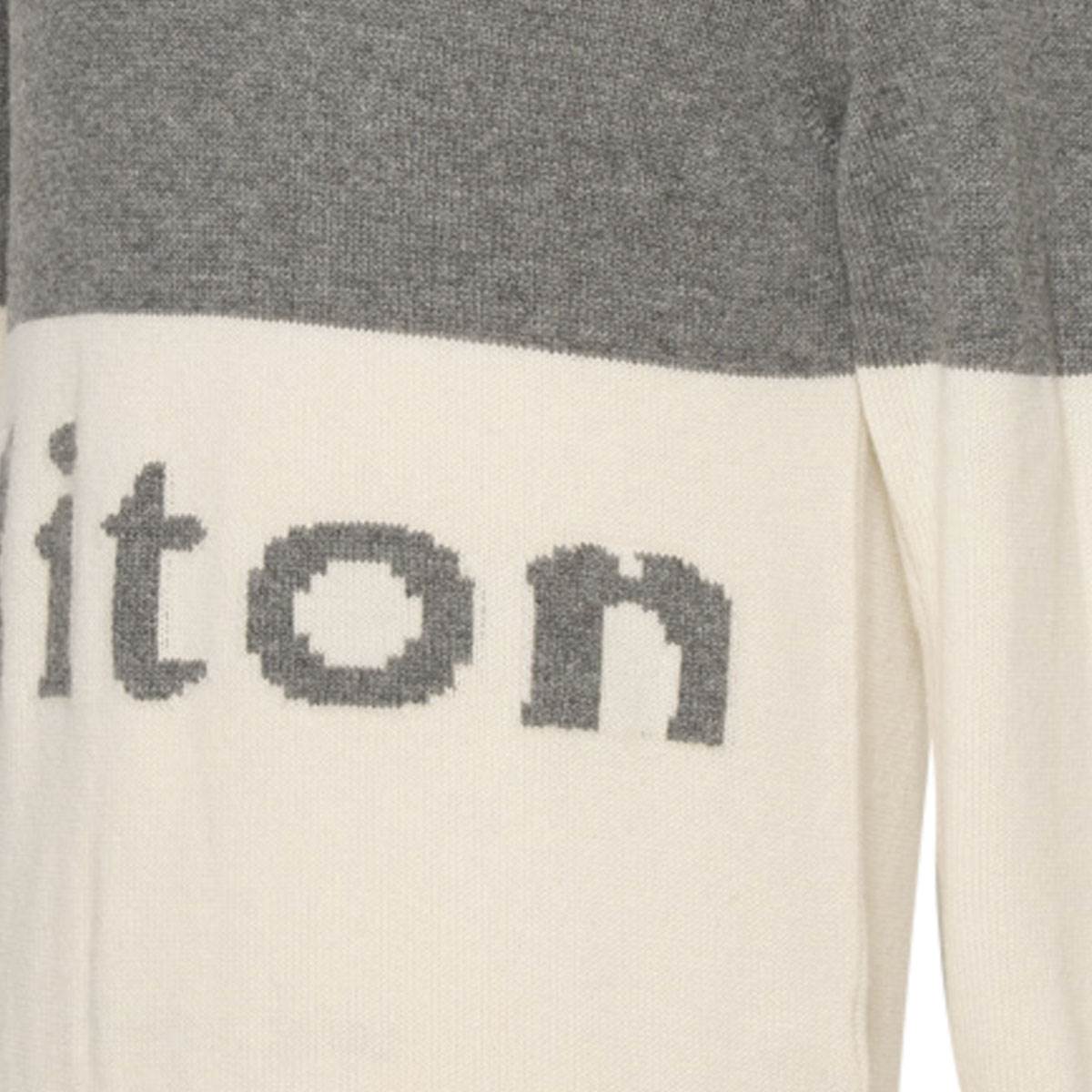 Kiton Gray White Cashmere Crewneck Sweater — view 3