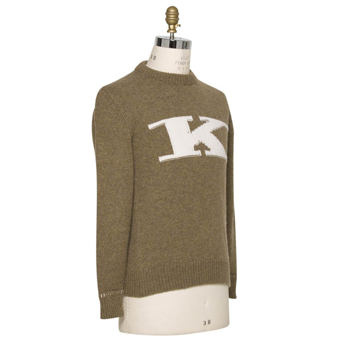 Kiton Light Brown Cashmere Crewneck Sweater — view 4