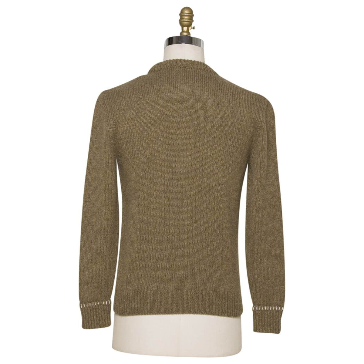 Kiton Light Brown Cashmere Crewneck Sweater — view 5