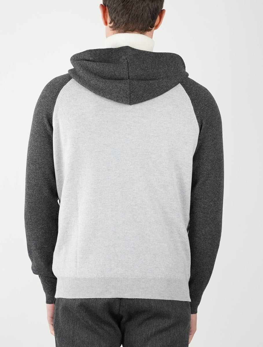 Kiton Light Gray Dark Gray Cashmere Hoody Full Zip - view 6