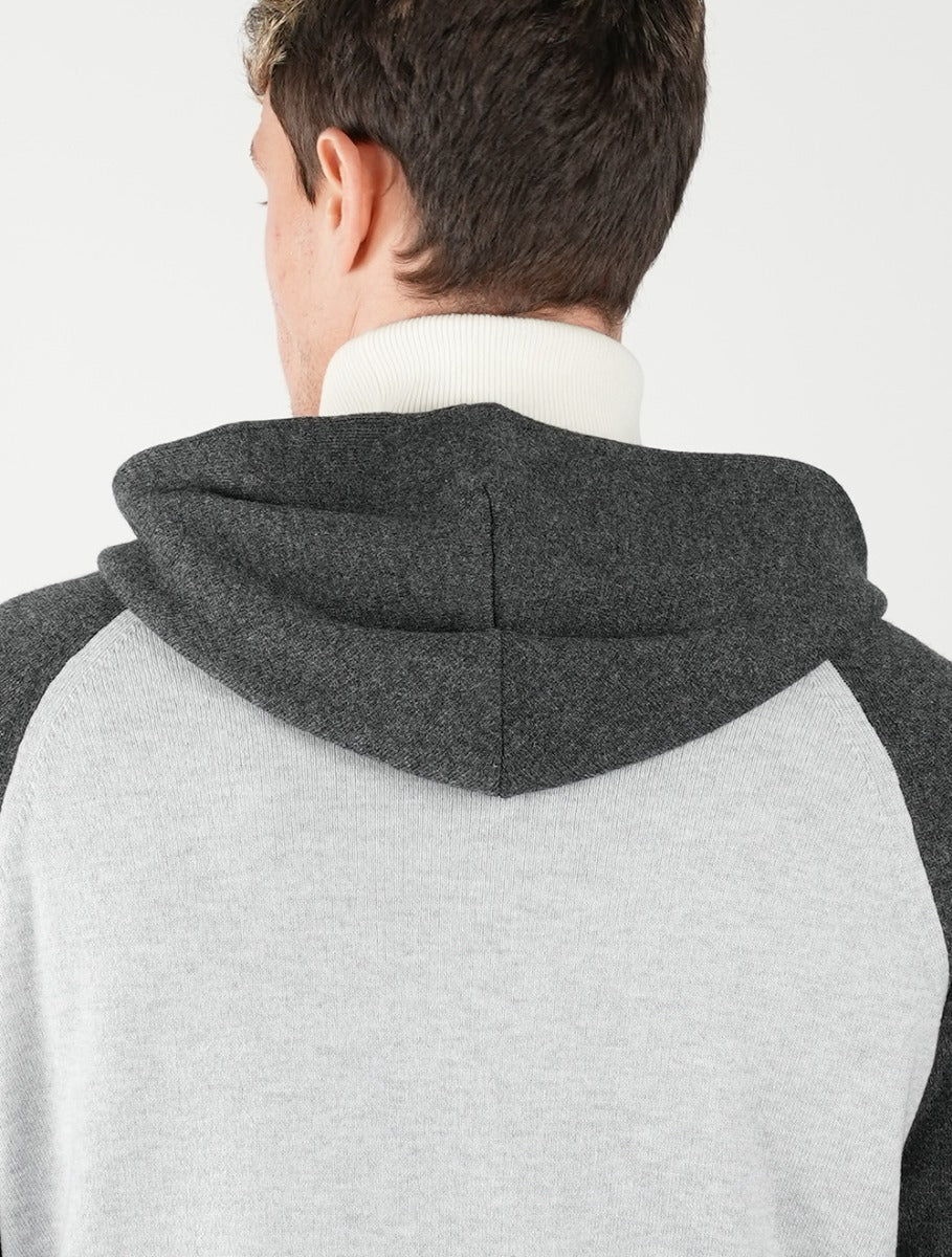 Kiton Light Gray Dark Gray Cashmere Hoody Full Zip - view 8