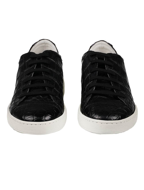 Kiton Black Leather Crocodile Shoes KIM