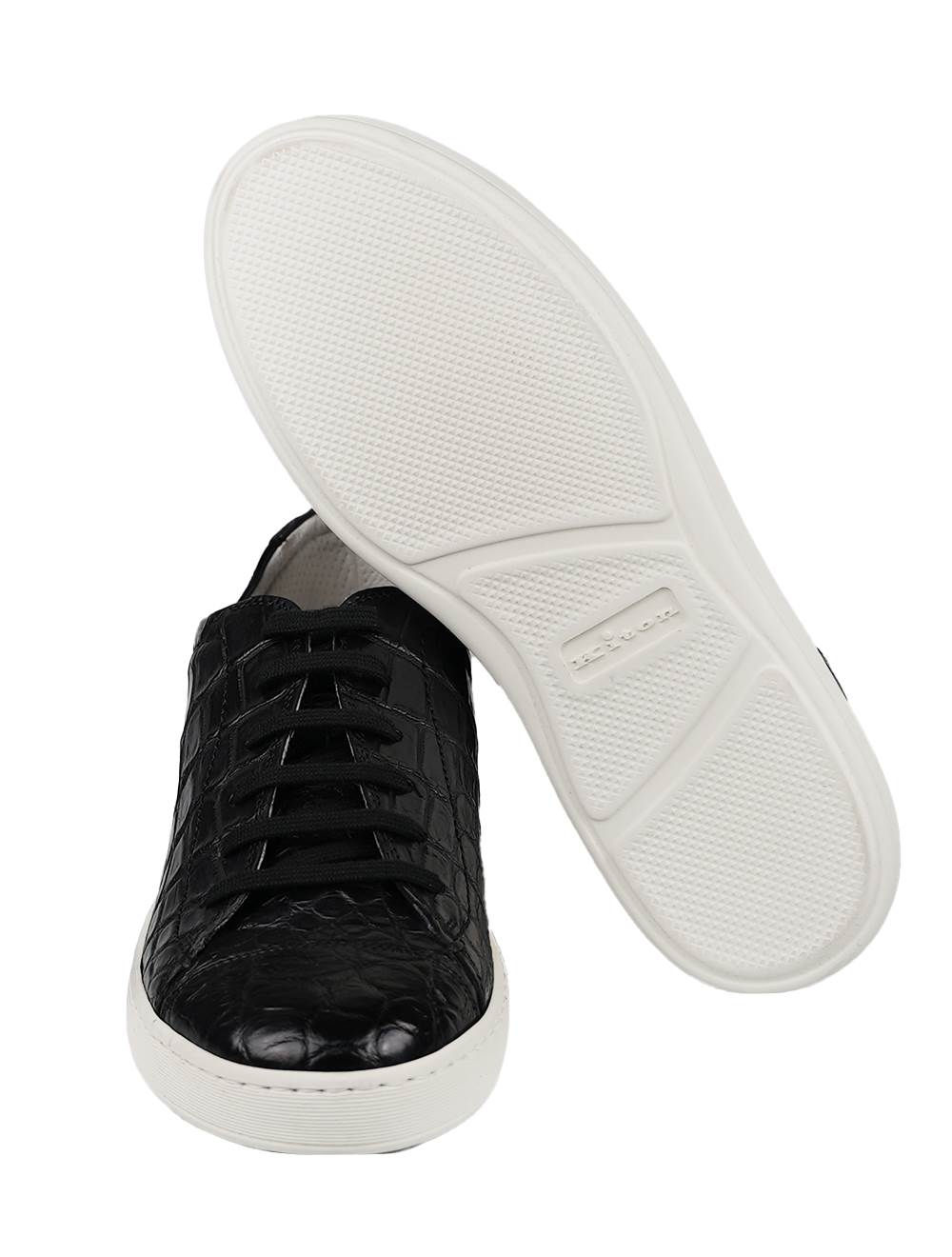 Kiton Black Leather Crocodile Shoes KIM