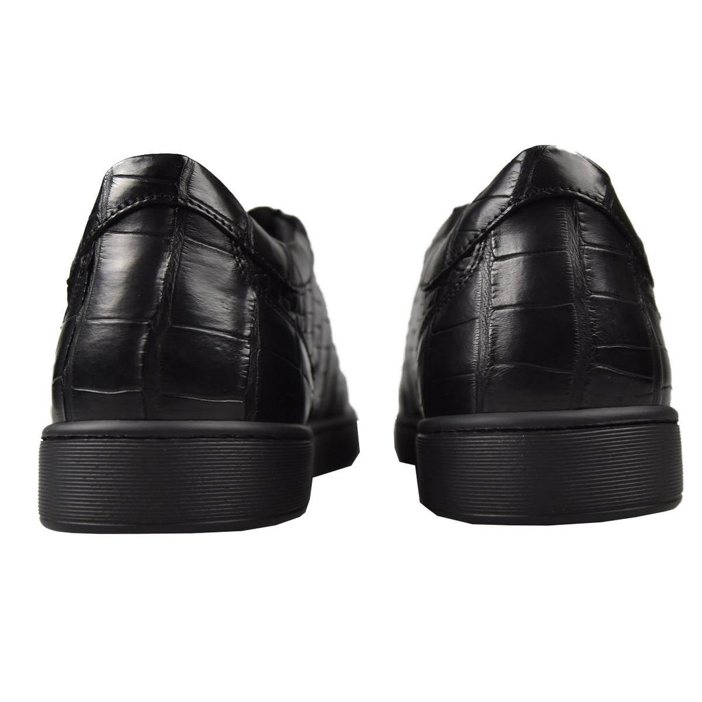 Kiton Black Leather Crocodile Shoes