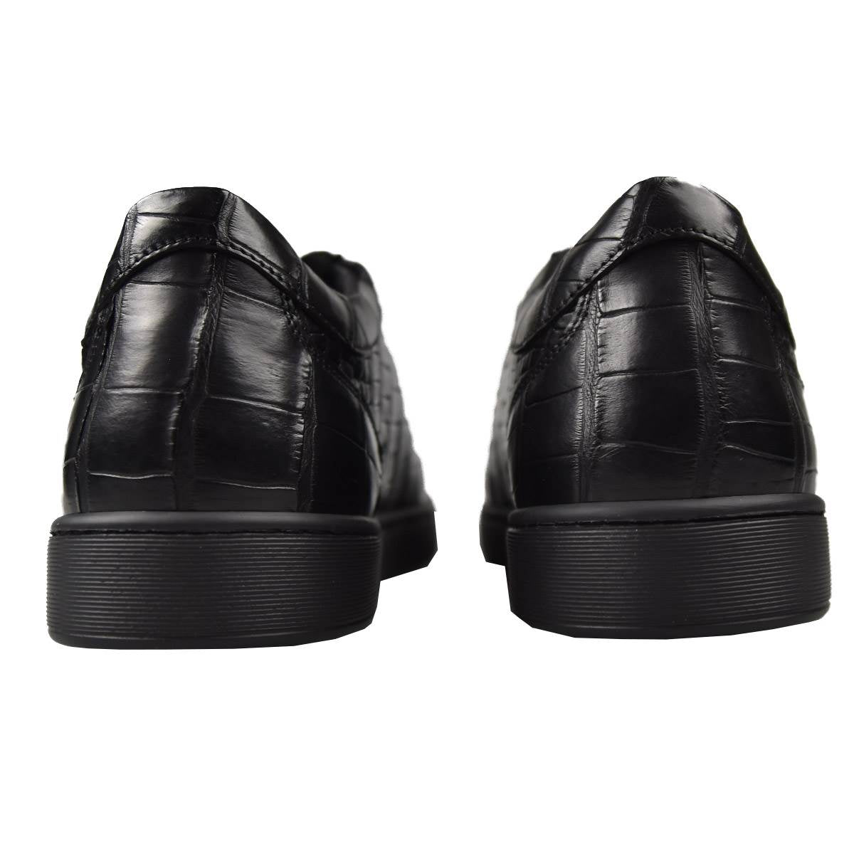 Kiton Black Leather Crocodile Shoes