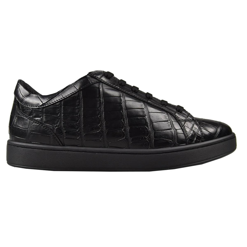 Kiton Black Leather Crocodile Shoes