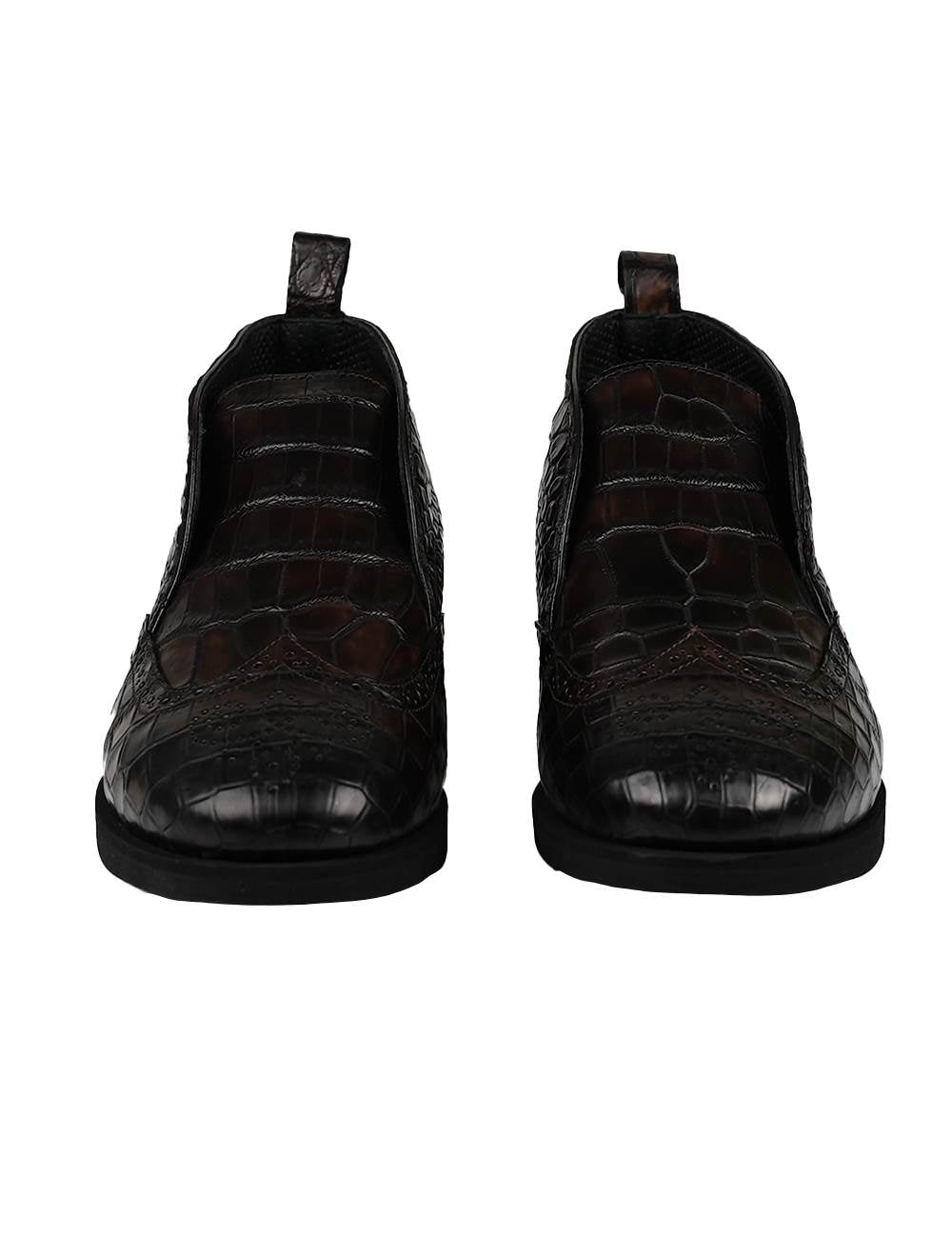 Kiton Brown Leather Crocodile Shoes