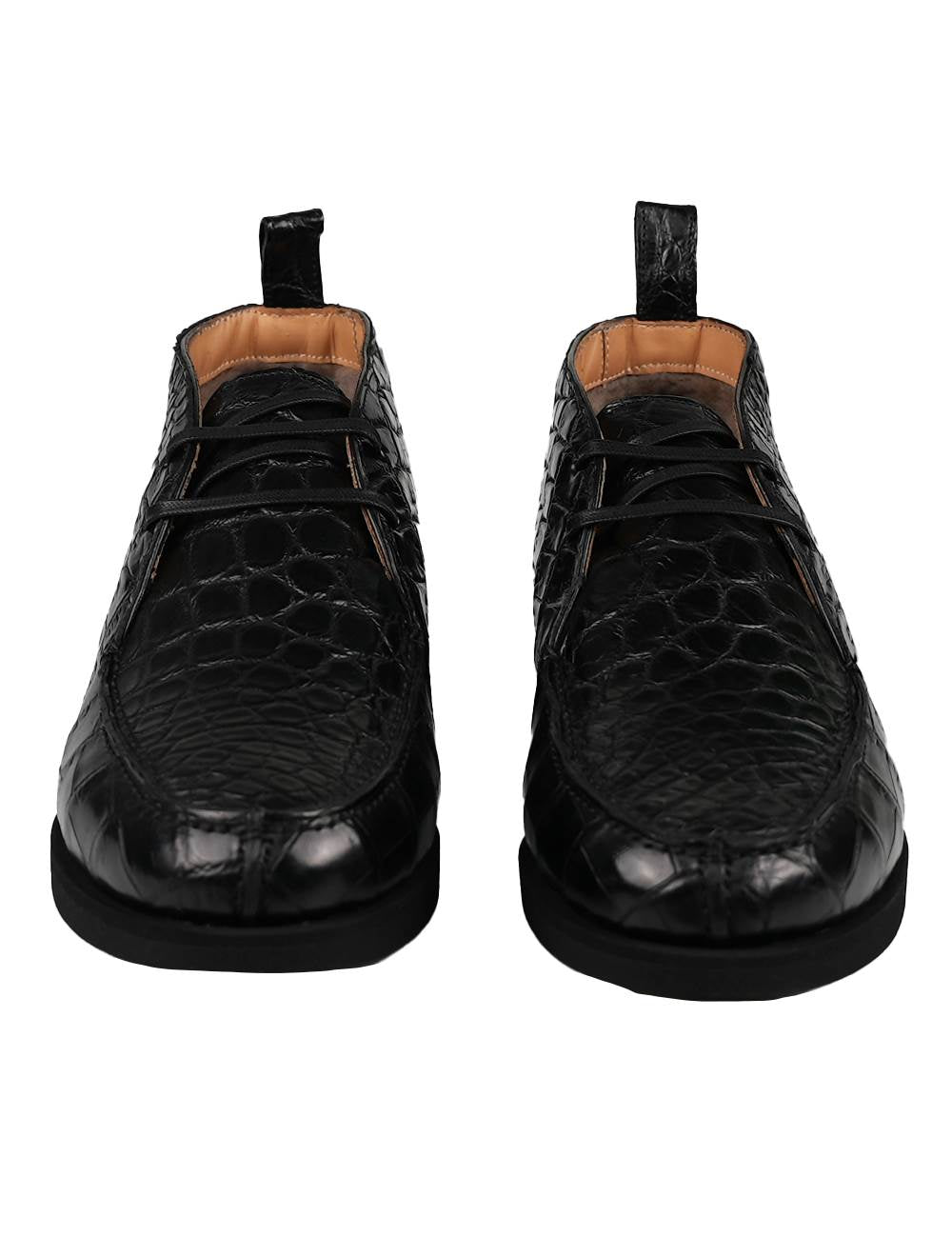 Kiton Black Leather Crocodile Boots CONB