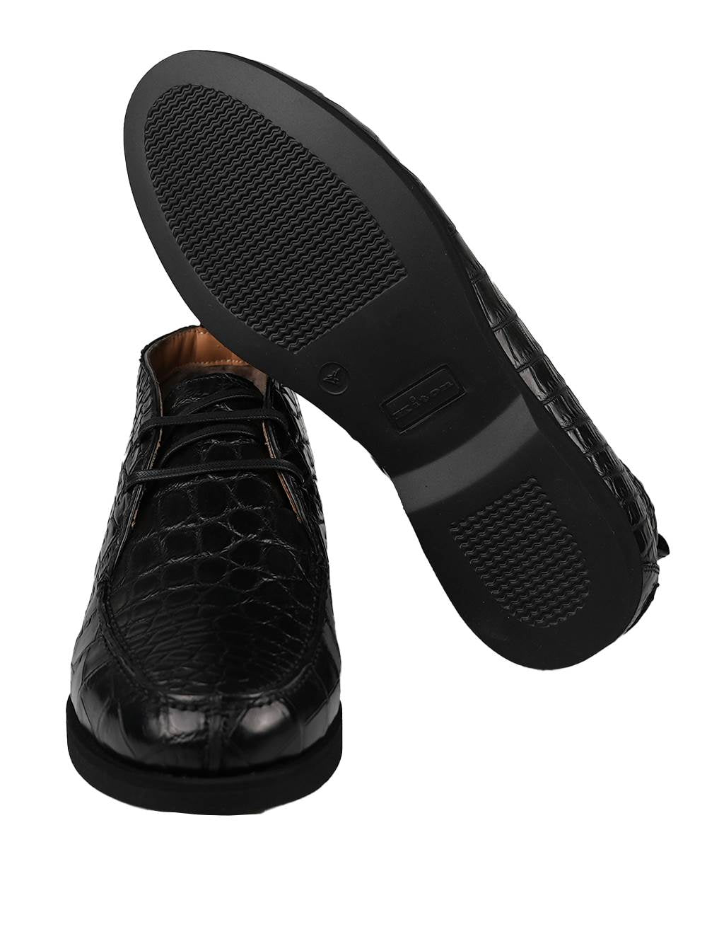 Kiton Black Leather Crocodile Boots CONB