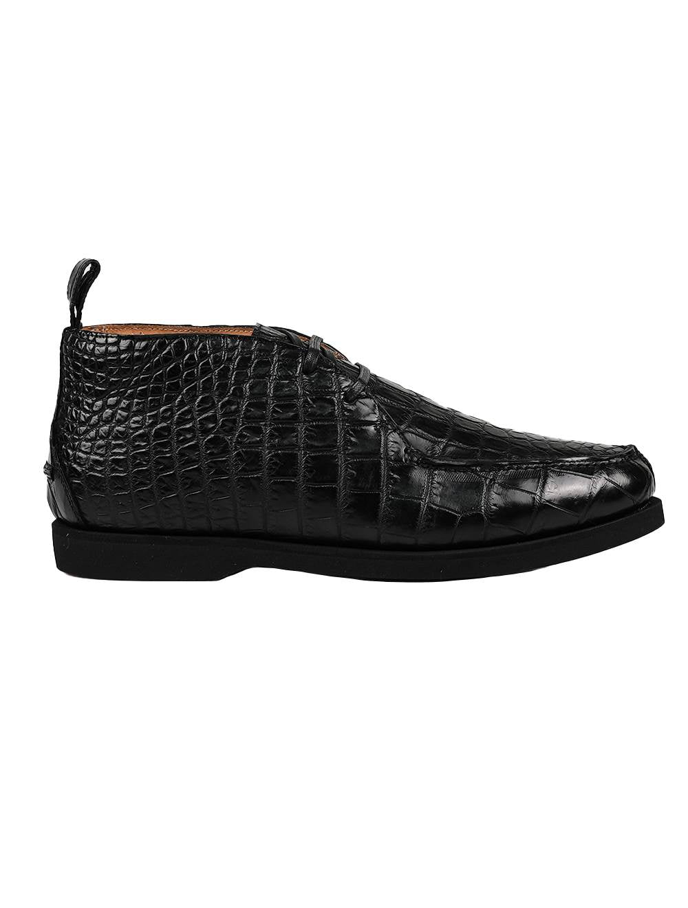 Kiton Black Leather Crocodile Boots CONB