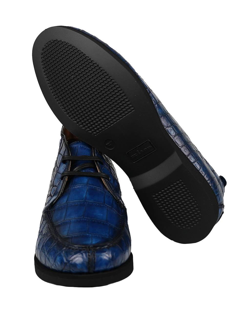 Kiton Blue Leather Crocodile Boots CONB