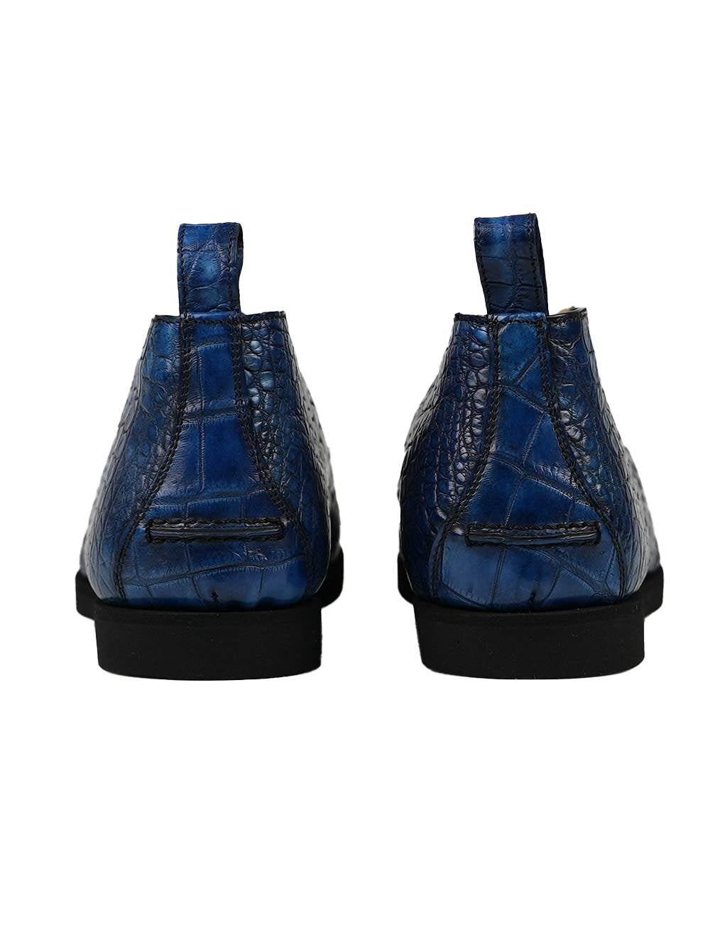 Kiton Blue Leather Crocodile Boots CONB