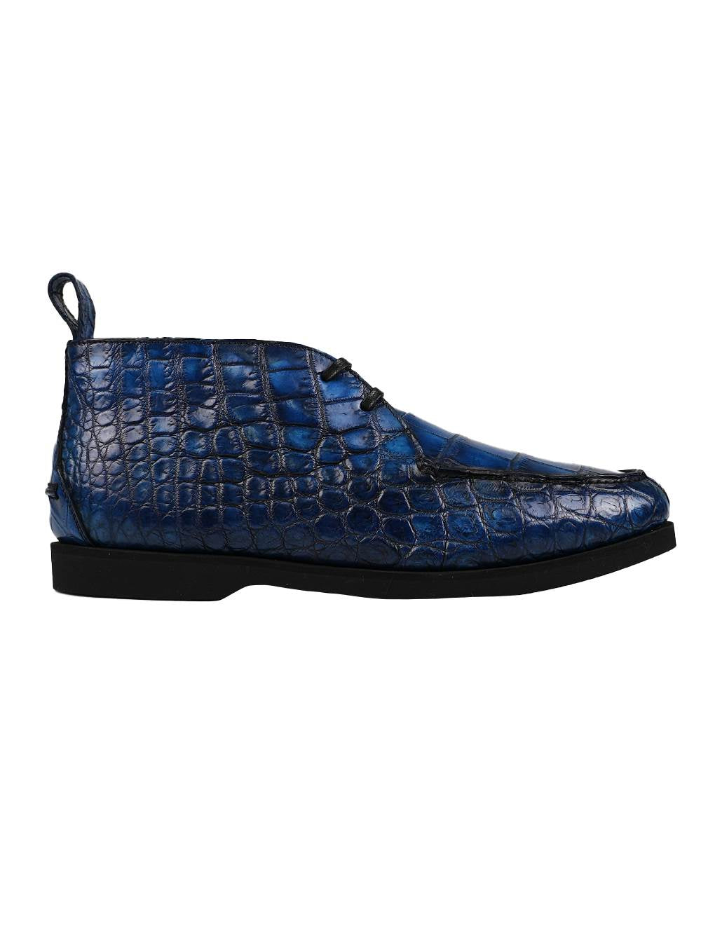 Kiton Blue Leather Crocodile Boots CONB