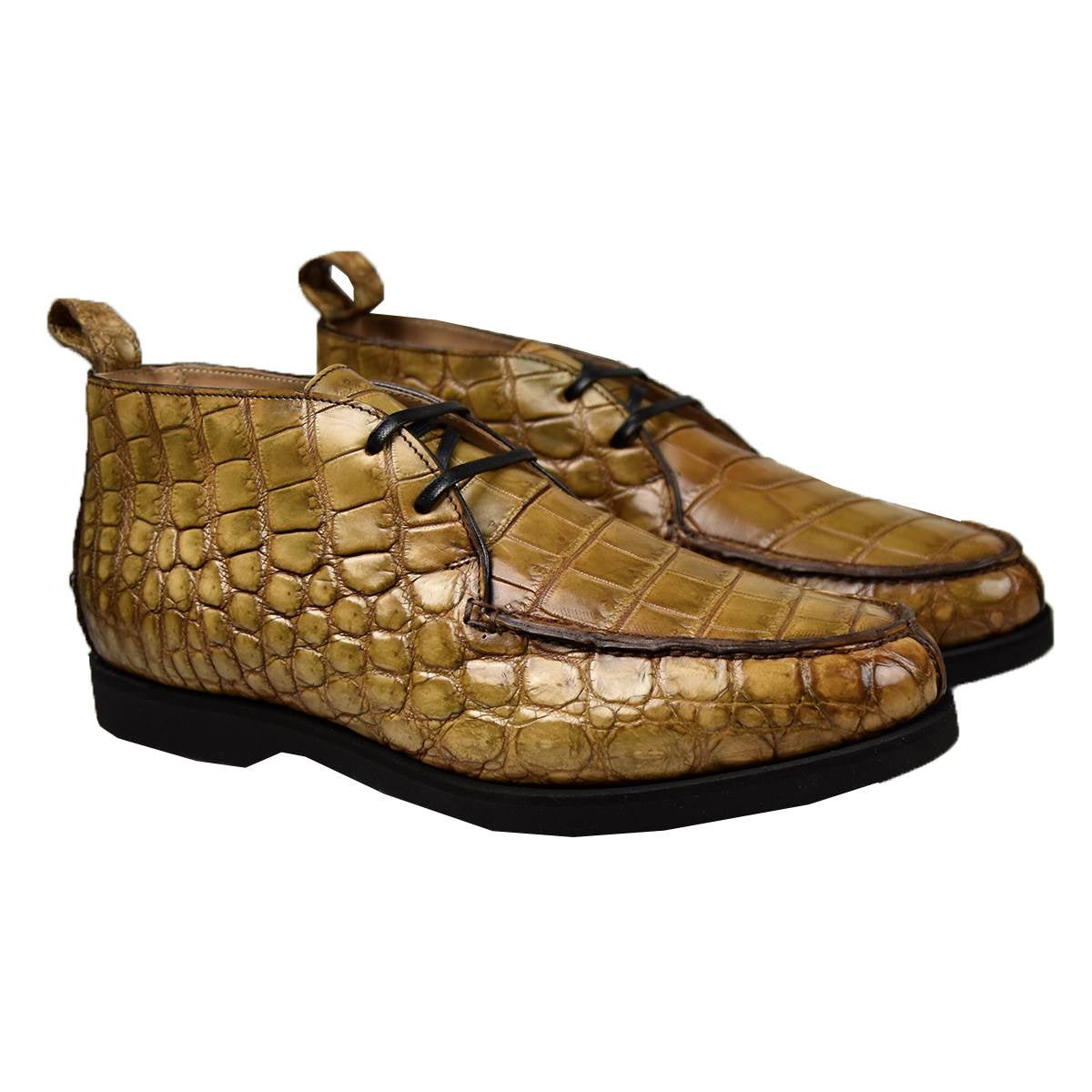 Kiton Beige Leather Crocodile Boots CONB