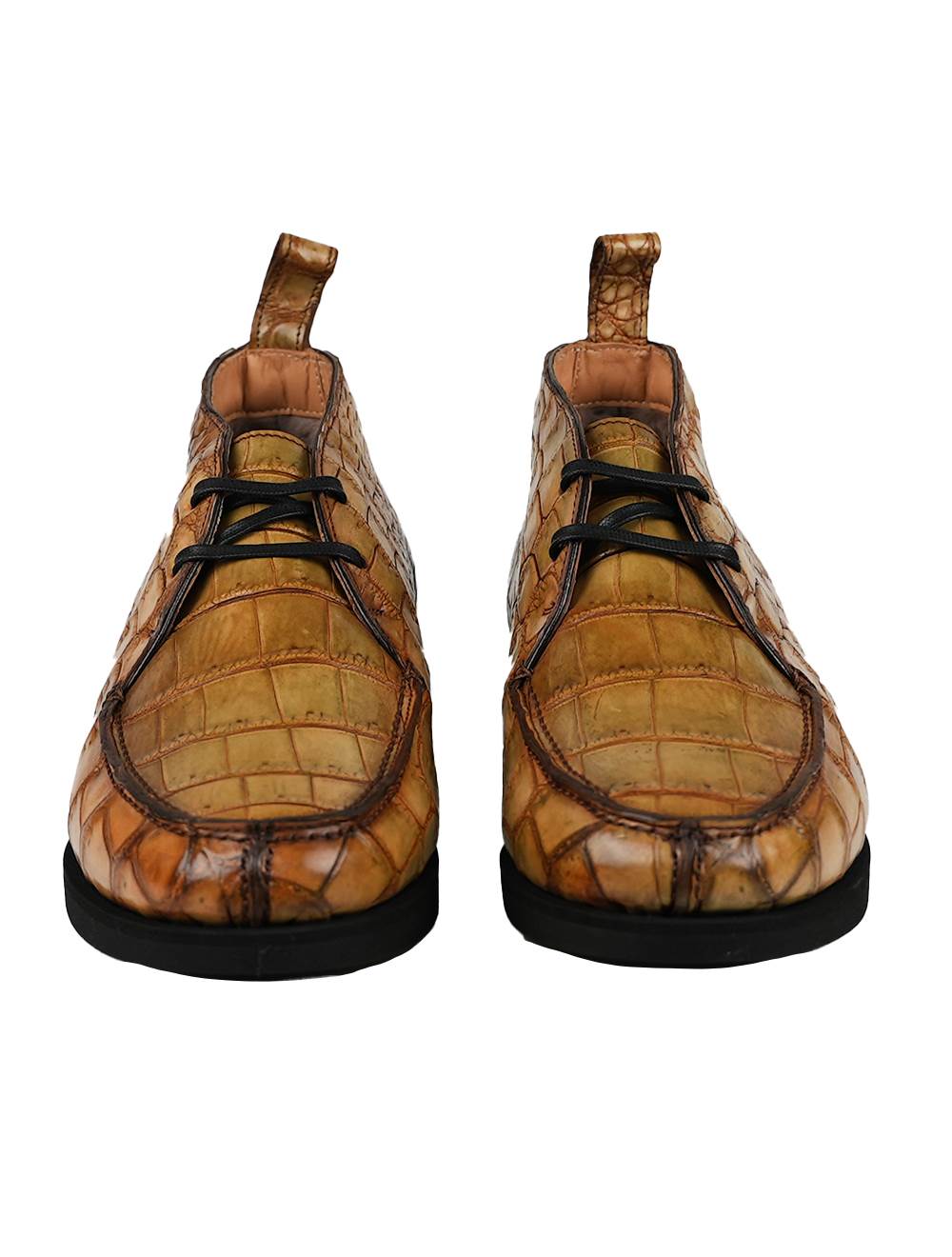 Kiton Beige Leather Crocodile Boots CONB