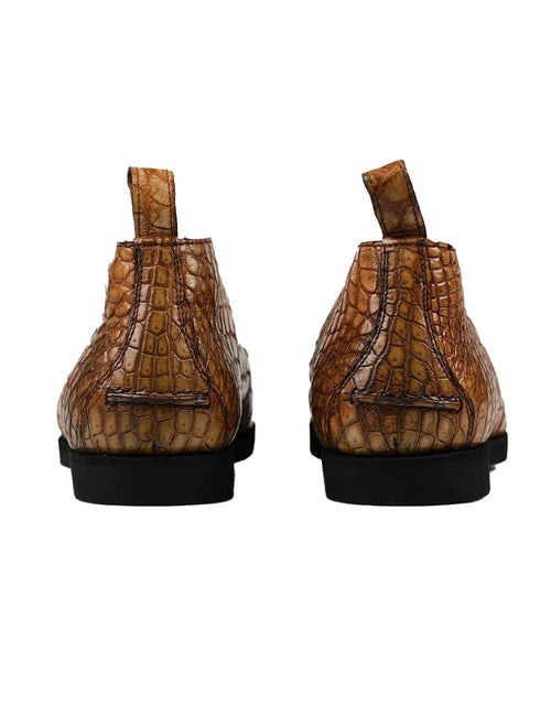 Kiton Beige Leather Crocodile Boots CONB