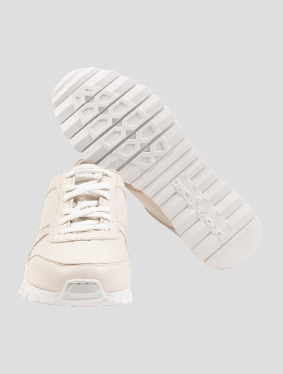 Kiton White Leather Sneakers USSA077