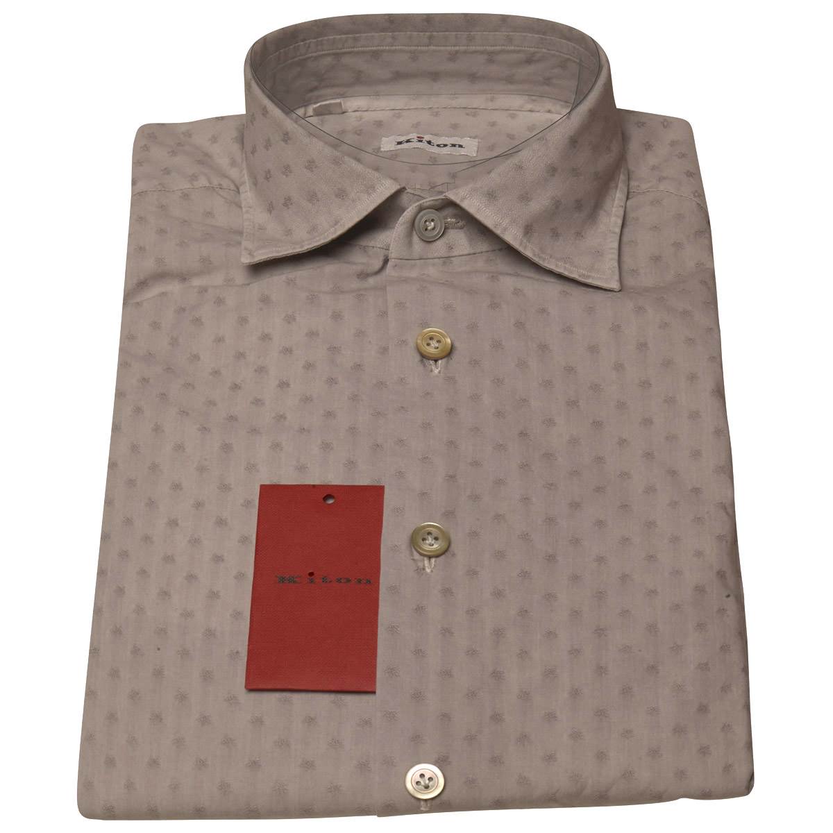Kiton Gray Cotton Shirt Light Gray