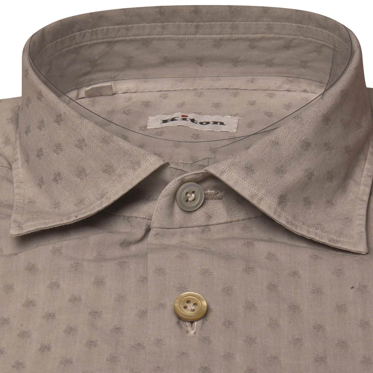 Kiton Gray Cotton Shirt Light Gray - view 2