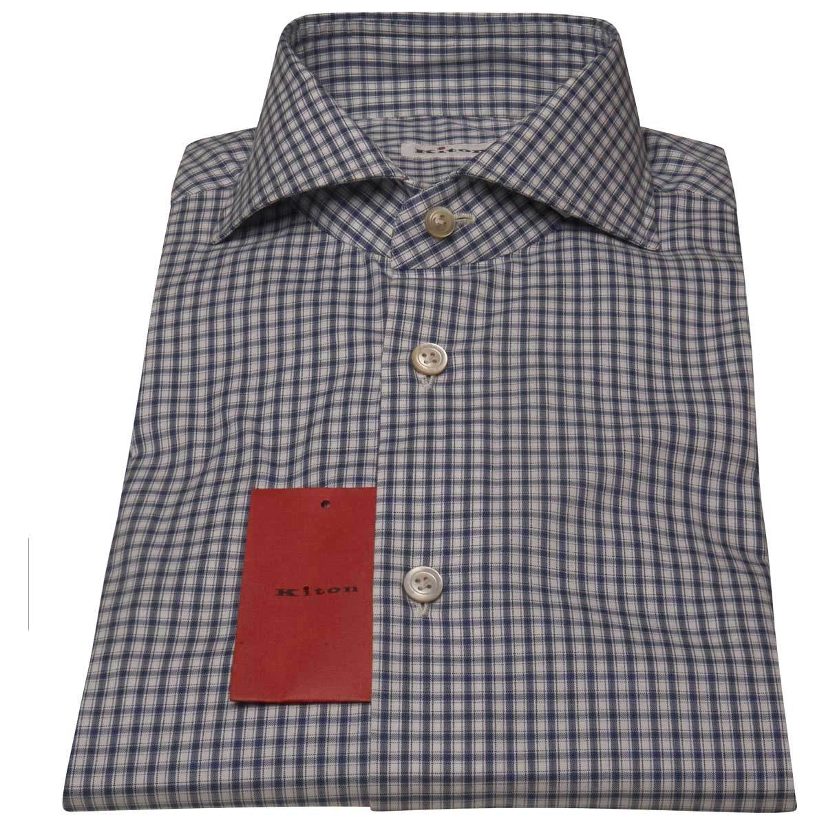Kiton Blue White Cotton Shirt - view 4