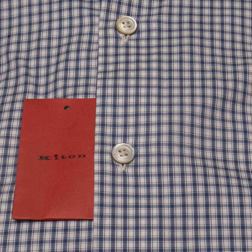 Kiton Blue White Cotton Shirt - view 6